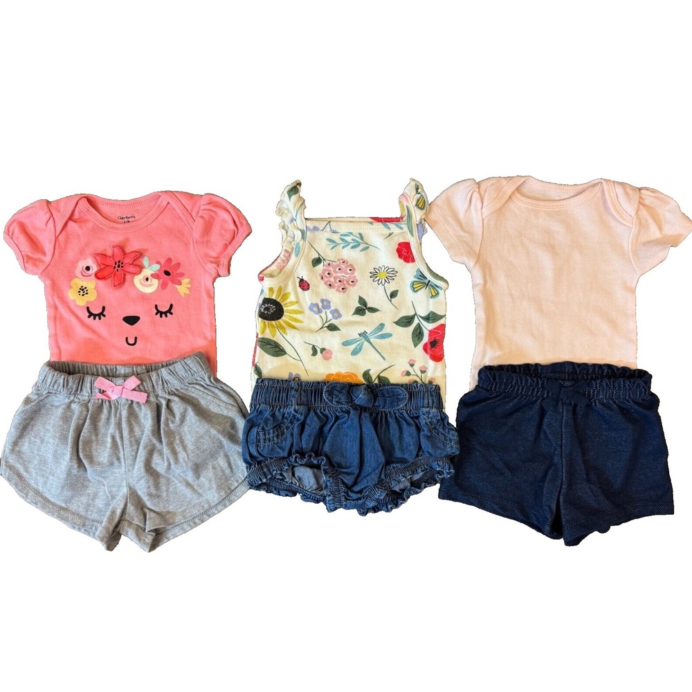 Baby Clothes Bundle Girl 0/3 Months Outfits Shirts Shorts Bodysuits Lot Summer
